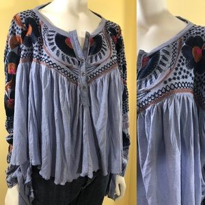 Free People embroidered cropped Henley
